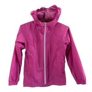 Girls L.L. Bean Fuchsia Pink Lightweight Windbreaker Rain Jacket w/Hood size 10